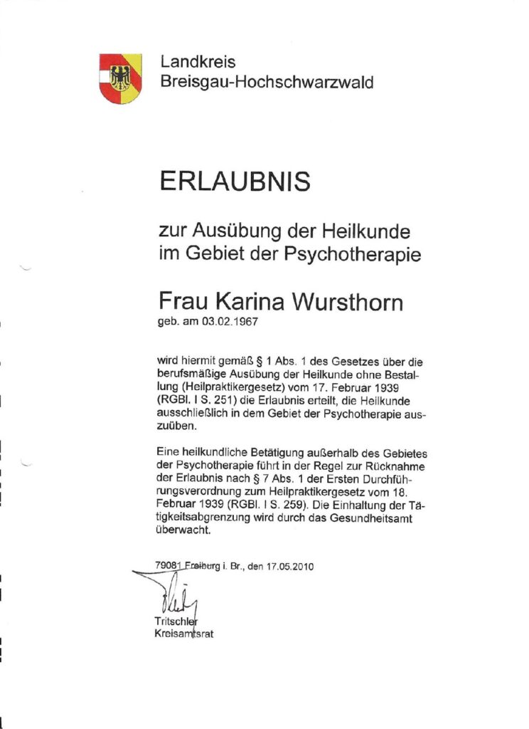 thumbnail of Erlaubnis der Heilkunde im Gebiet der Psychologie