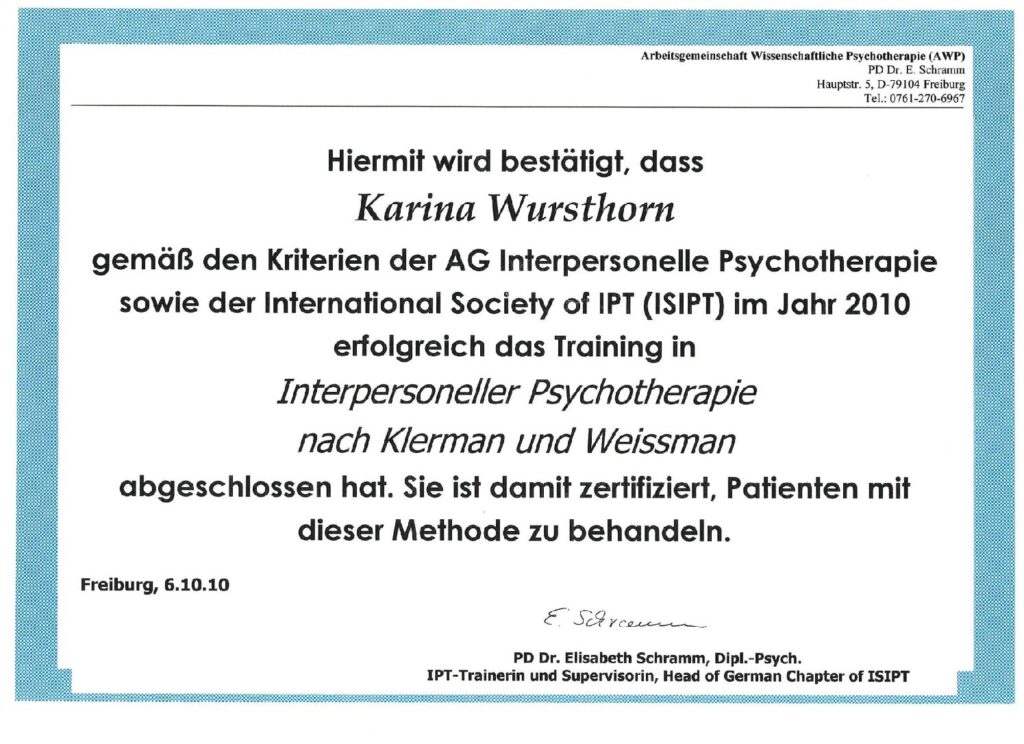 thumbnail of Interpersonelle Psychotherapie