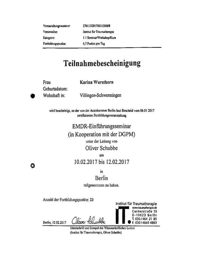thumbnail of EMDR Traumtherapie